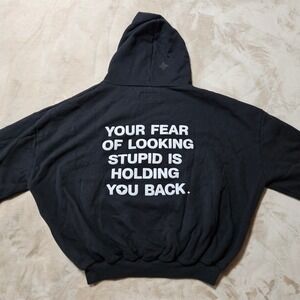Alchemai Black Oversized Heavyweight Fleece Hoodie Pullover Streetwear Mens XL